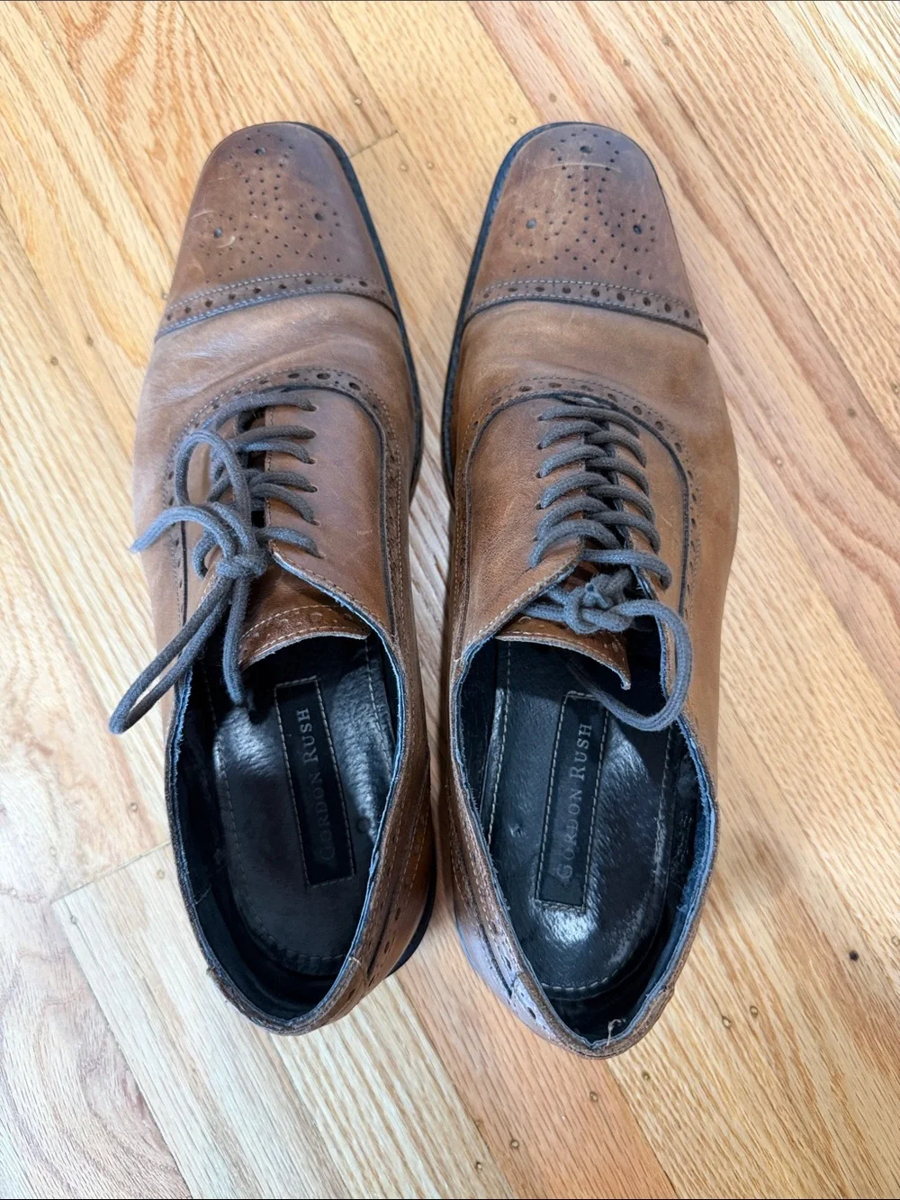 Gordon Rush Men's Tan Leather Brogue Oxford Shoes